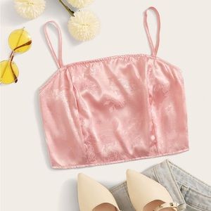 Satin pink spaghetti strap crop top!